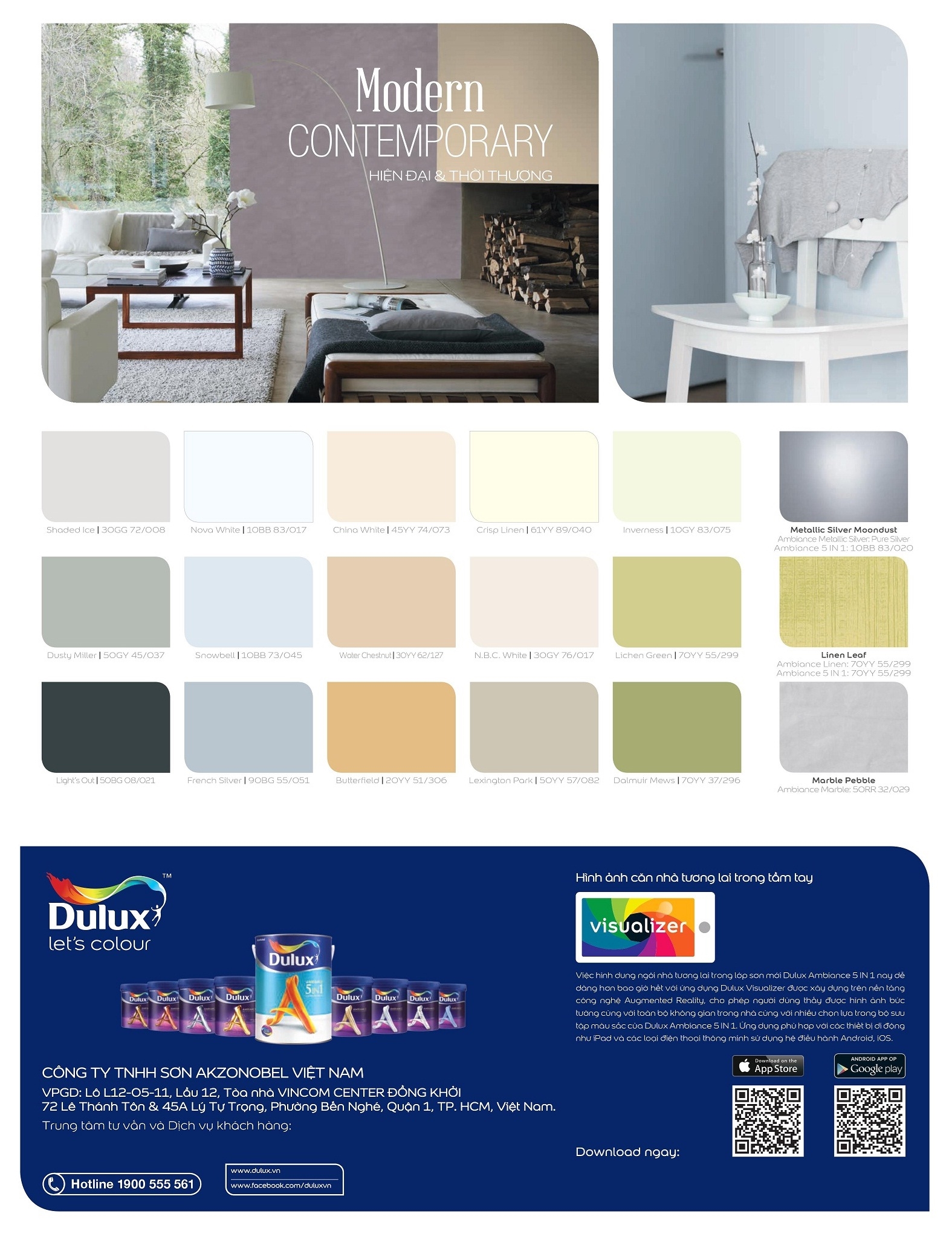Bảng màu sơn Dulux trong và ngoài nhà