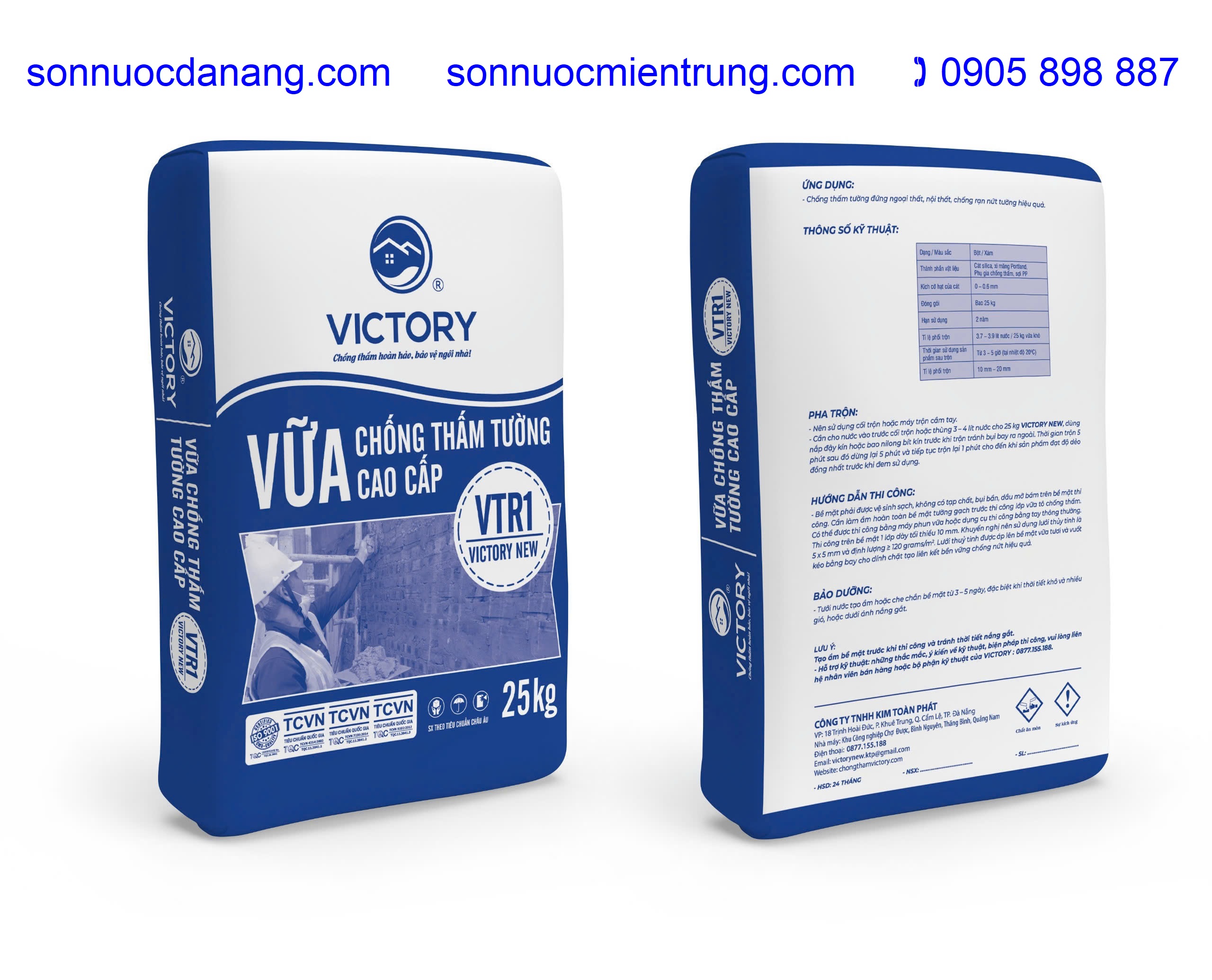 Vữa tô chống thấm tường VICTORY NEW – VTR1 tại Đà Nẵng Hà Nội Hồ Chí Minh và Toàn Quốc. Vữa tô chống thấm tường VICTORY NEW hay còn gọi là vữa khô trộn sẵn chống thấm tường có độ dẻo cao, co ngót thấp chống thấm tuyệt đối, chống nứt hiệu quả nhờ kết hợp lưới sợi thủy tinh áp trên bề mặt. Vữa tô chống thấm tường dùng cho ngoại thất với tính năng độc đáo của sản phẩm cho hơi nước thoát qua, bề mặt luôn khô ráo, chống rêu mốc hiệu quả. Khả năng chống thấm lâu dài, không giảm chất lượng theo thời gian.